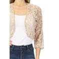 thumbnail image 5 of MOA COLLECTION Women's Casual Lace Bolero Crochet Open Cardigan 3/4 Sleeve Sheer Cover Up Jacket, 5 of 6