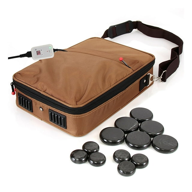 SereneLife Ensemble de Massage Portable pour Pierres Chaudes & Kit Spa avec 12 Pierres Rondes