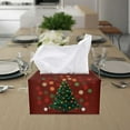 thumbnail image 2 of Yuyamidu Xmas Tree PU Leather Tissue Box Cover for Living Room Square Tissue Box Holder for Napkin Facial Paper Decorative Facial Paper Organizer Dispenser Christmas Decor, 2 of 8