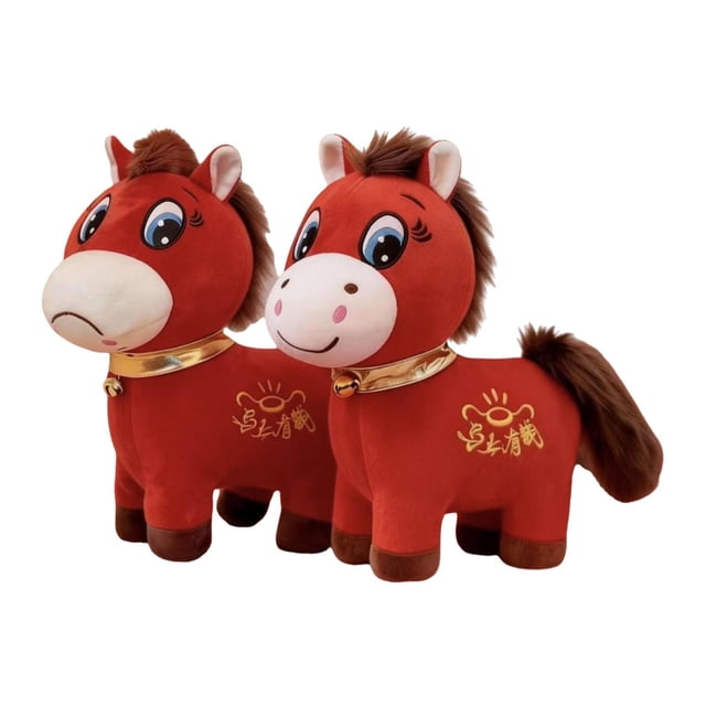Caballo de peluche de juguete, figura de peluche decorativa, suave, animal de peluche, lindo Año Nuevo chino 25 centímetros