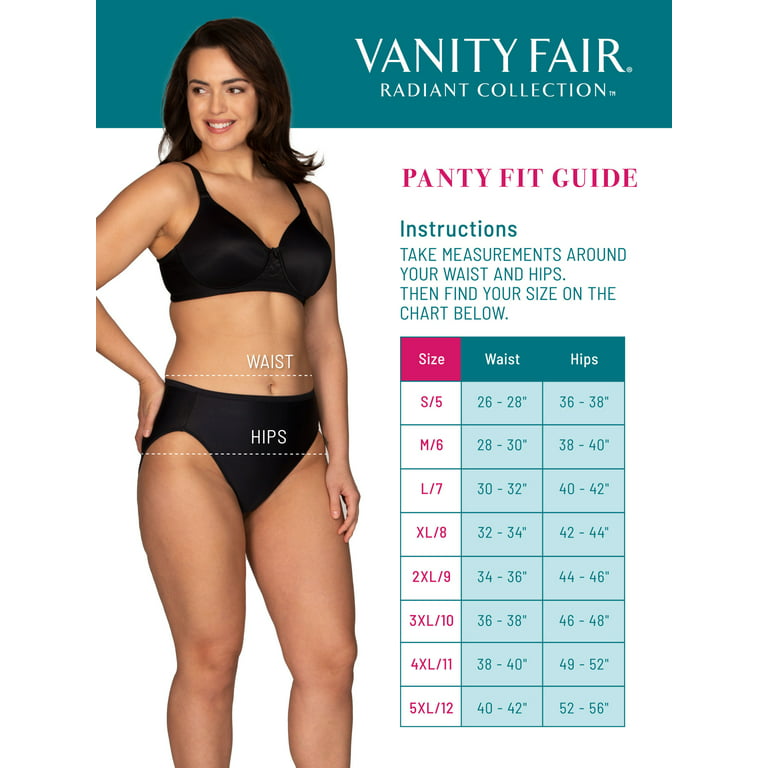 Vanity Fair Radiant Collection Women's 360 Comfort Hi-Cut Brief Panties, 3  Pack, Sizes S-5XL