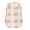 thumbnail image 4 of Womens Plaid Shirts Jacket Beige New Hooded Long Sleeved Loose Cardigan Coat Outwear 3XL, 4 of 5