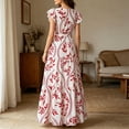 thumbnail image 4 of ZToonmas Summer Dresses for Women Wrap V Neck Ruffle Cap Sleeve Maxi Dress Leaf Print Tiered A-Line Flowy Sundress with Self Tie Waist for Beach Vacation, 4 of 8