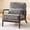 Dark Grey, variant on Mid-Century Accent Chair with Curved Wood Armrests & Lumbar Pillow, Upholstered Living Room Armchair, Comfy Reading Lounge Chair for Bedroom (Beige)