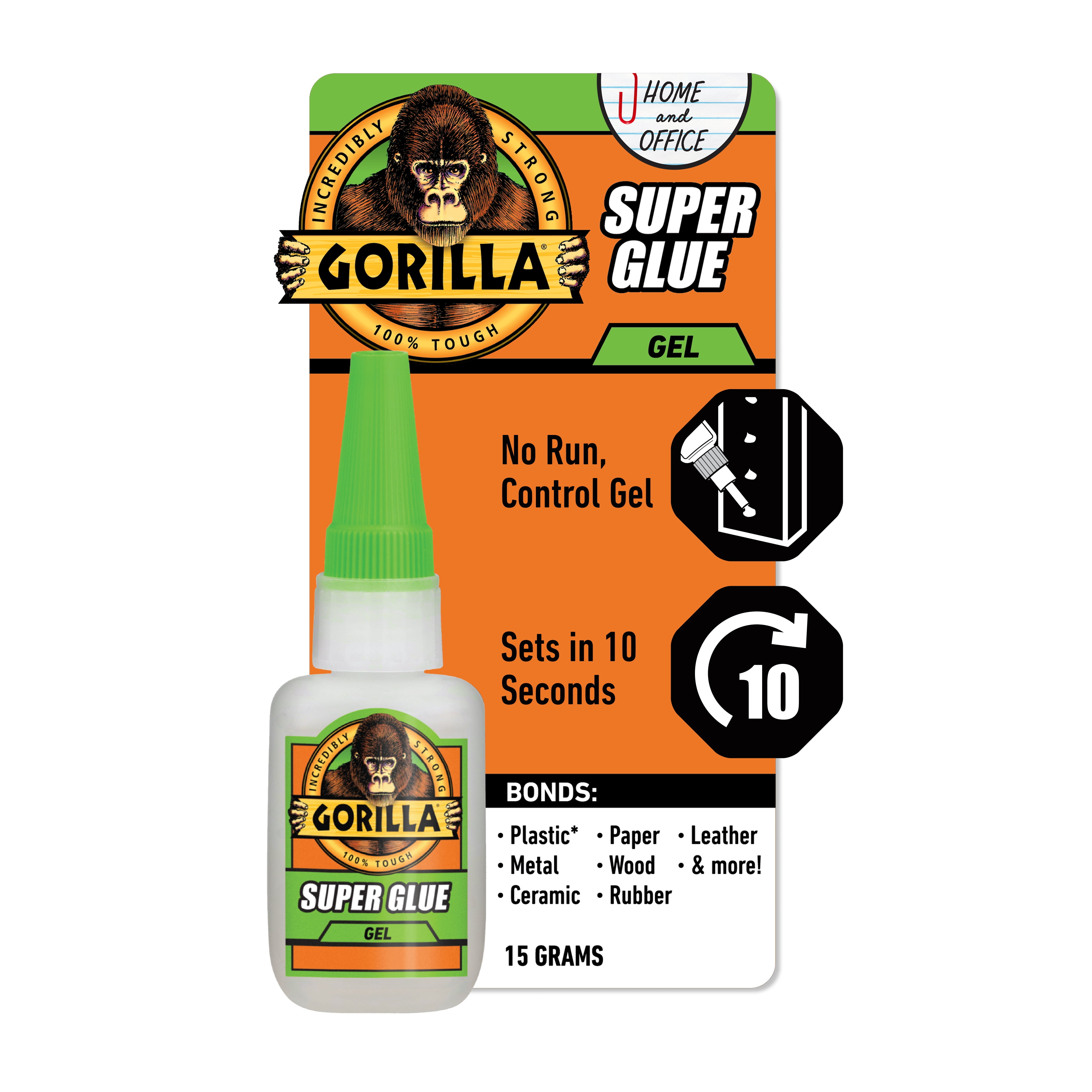 Gorilla Clear Super Glue, .53 oz, 15g Bottle, Fast Drying, Wood