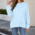 thumbnail image 5 of Relaxed Fit Sweatshirt for Women Crewneck Pullover Long Sleeve Textured Top with Pockets, 5 of 7