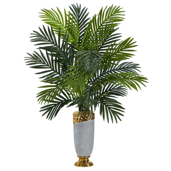 Nearly Natural 34in. Areca Palm Artificial Plant in Designer Planter, Green