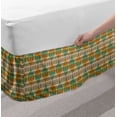 thumbnail image 2 of African Bed Skirt, Funky Folk in Geometric Diagonal Stripes Earth Tones Repetition, Elastic Bedskirt Dust Ruffle Wrap Around for Bedding Decor, 4 Sizes, Pale Coffee Beige and Green, by Ambesonne, 2 of 2