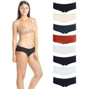 Emprella Women's Boyshort Panties (8-Pack) Comfort Ultra-Soft Cotton Underwear, Assorted colors - L - L