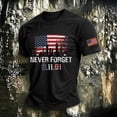 thumbnail image 2 of 911 25th Anniversary Memorial Shirt Men Never Forget American Flag Faith Hope Courage Crewneck Short Sleeve Tee, 2 of 4