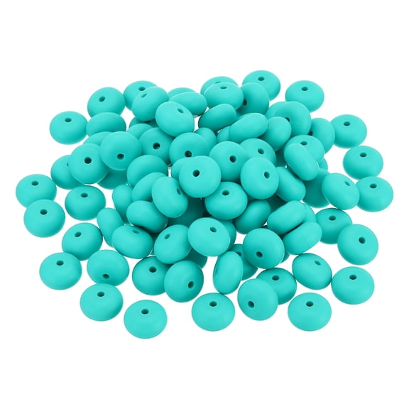 14mm Silicone Beads, 50PCS Silicone Beads Bulk Abacus Spacer Beads Lentil Focal Cute for Pens Keychain, Light Green