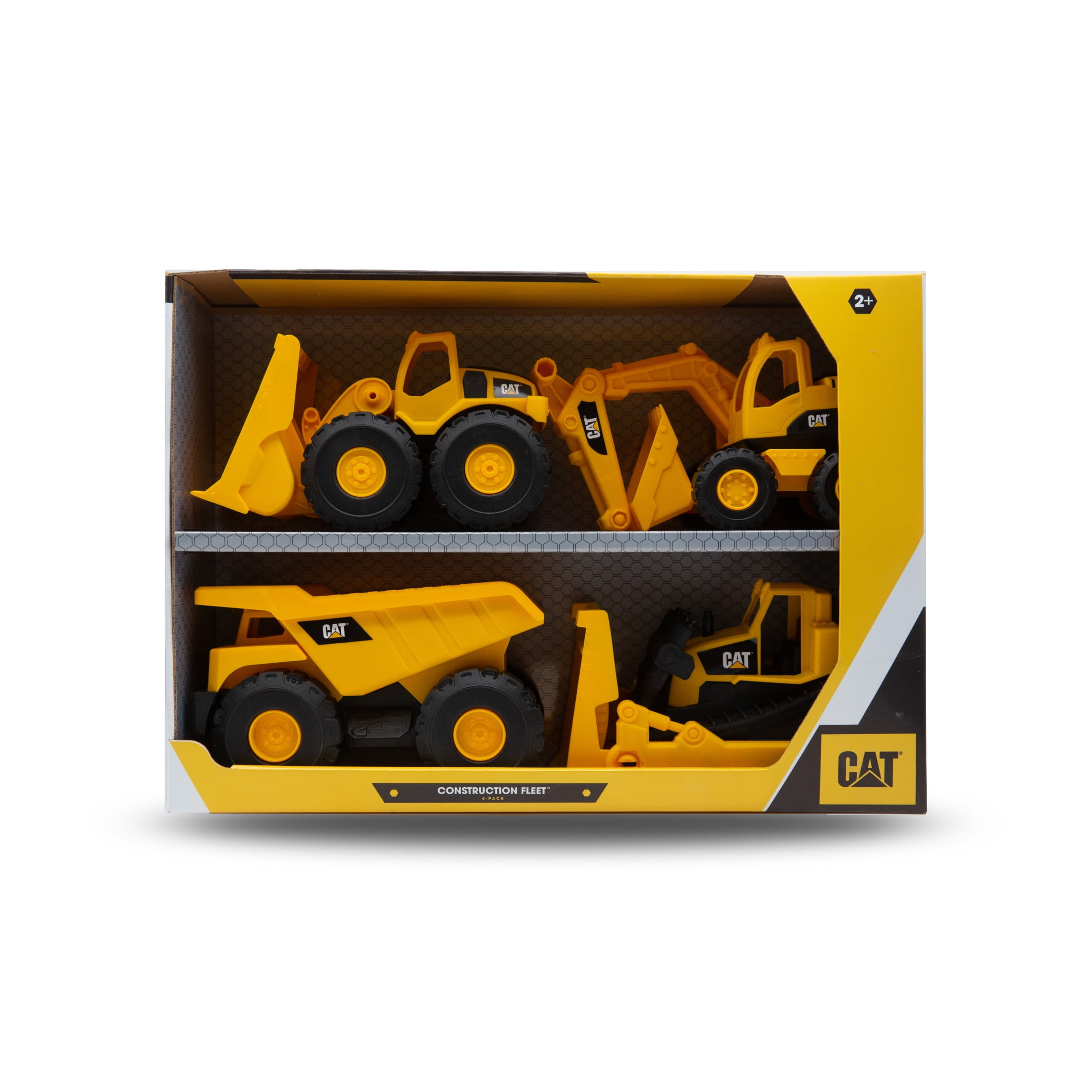 CAT Construction Fleet 4 Pack, 10" Free Wheeling Construction Vehicles