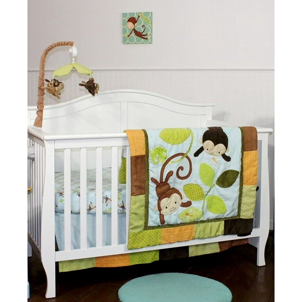 Nurture Swinging Monkeys 3 Piece Crib Bedding Set
