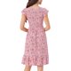 thumbnail image 3 of INSPIRE CHIC Vestidos de Mujer con Mangas Cortas, Vestido Midi Floral de Primavera y Verano, Color Rosa Polvoriento, Talla L, 3 of 6