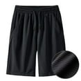 thumbnail image 3 of sunsanly Men Sport Shorts Loose Ice Silk Quick Dry Straight Wide Leg Drawstring Elastic Waist Pleated Solid Color Gym Traning Jogging Sweatpants Knee Length Trousers, 3 of 7