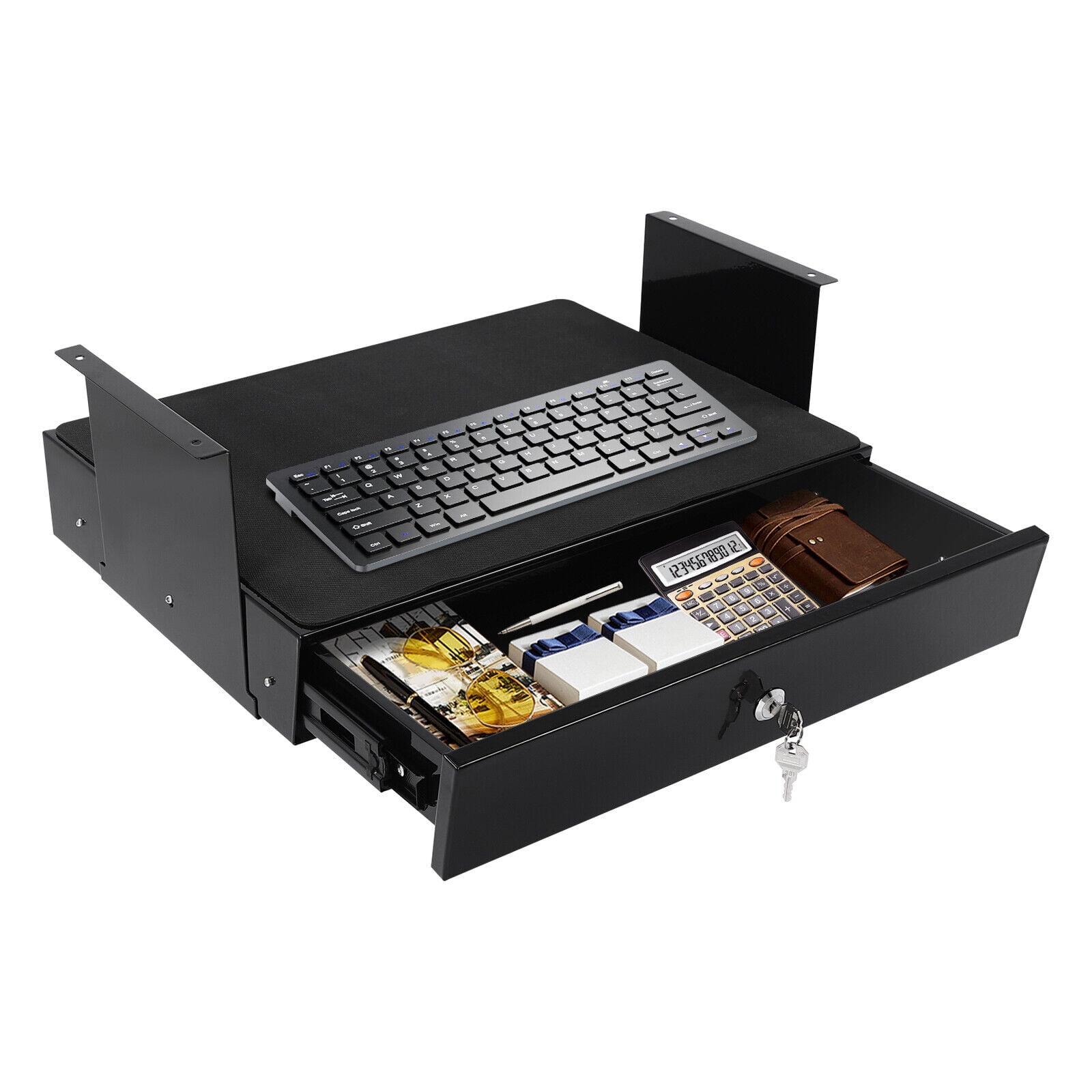 Sliding Under Desk Storage Drawer Pull-out Drawer W/Computer Pad or Stand Desk