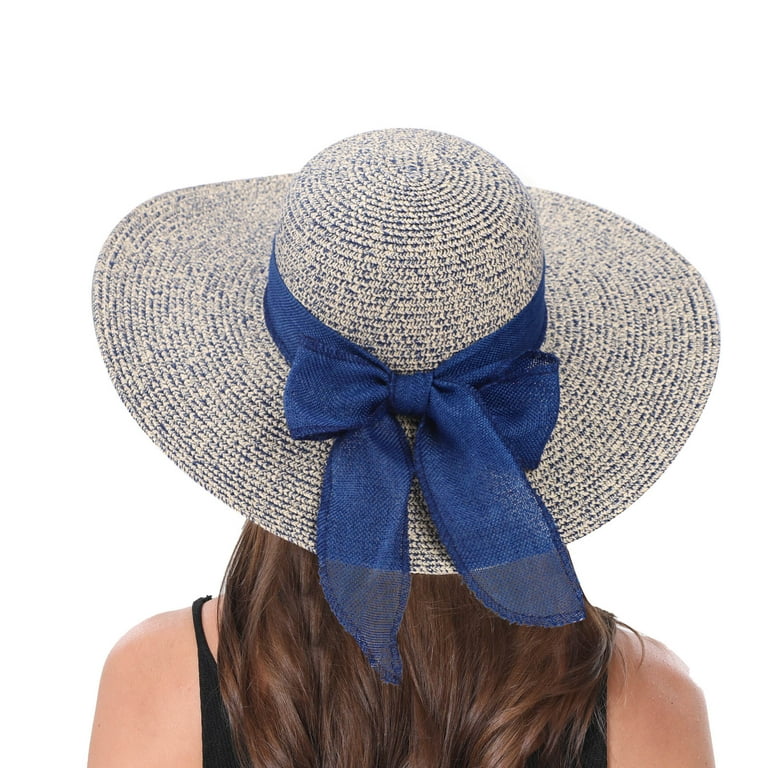 Ladies Navy Blue Stripes Multi Way Ribbon Foldable , Packable Sun Hat –  lusciousscarves