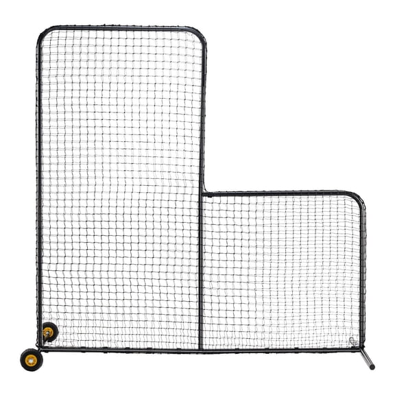 All-in-One Portable L Screen Baseball Net 7x7 ft - Features Carry Bag, Wheels, Ground Stakes for Easy Movement and Pitcher Protection During Practice