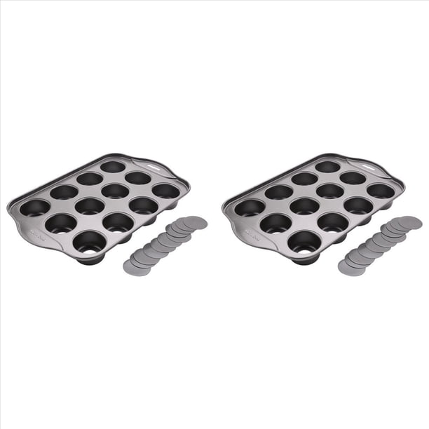 2X Mini Platillo para Pastel de Queso de 12 Cavidades con Fondo Desmontable de 24 Piezas