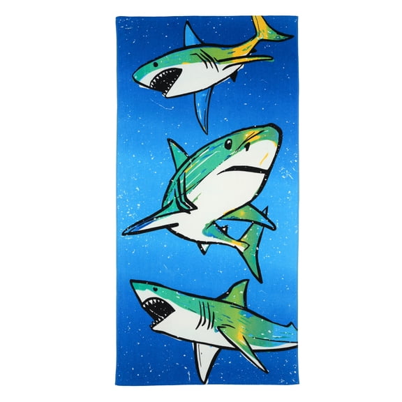 Serviette de plage frénésie de requins Mainstays, 60 po x 30 po, multicolore