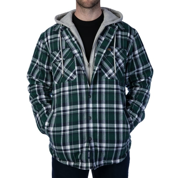 fleece lined flannel jacket with hood