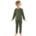 thumbnail image 3 of joogoo Olive Green Solid 2 Piece Long Sleeve Tee and Pants Cotton Pajama Set 4T, 3 of 7