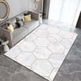 thumbnail image 3 of White Marble Area Carpet, Hexagonal Geometric Rug, Bathroom Rugs Soft To The Touch Easy To Clean Suitable For Living Room Bedroom Kitchen Dining Room Cafe 5x7ft, 3 of 6