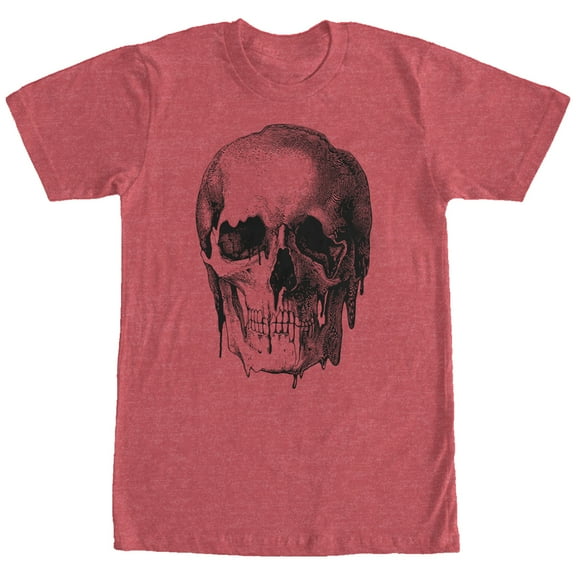 Men's Lost Gods Melting Print Skull  Graphic Tee Red Heather Small
