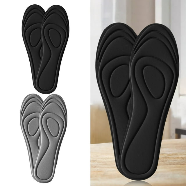 Trayknick 1 Pair Sport Insoles Cuttable Sweat Absorption Comfortable Elastic Odor-resistant Shockproof Insole Replacement Massage Four Seasons Shoe Pads Shoes Accessory Black