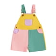 thumbnail image 2 of Toddler Boys Girls Suspender Overalls Shorts, Contrast Color Sleeveless Jumpsuit with Adjustable Straps Toddler Kids Girls Romper (Ages 1-7 Years), 2 of 4