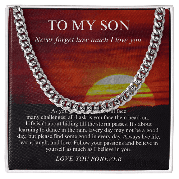 To My Son Love You Forever Necklace Cuban Link Chain Necklace Standard Box