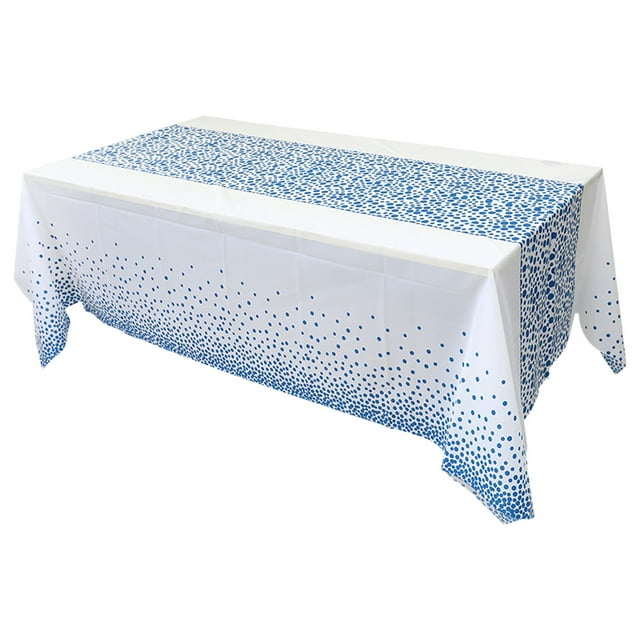 Christmas Plastic Tableclothdisposable Tablecloth Thickened Wavepoint Printed Plastic Dining Table Tablecloth Holiday Birthday Party Rectangular Water Proof and Oil Proof Tablecloth