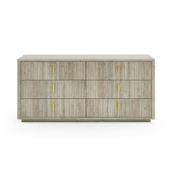 Nova Domus Roma - Modern Faux Travertine   Gold Dresser