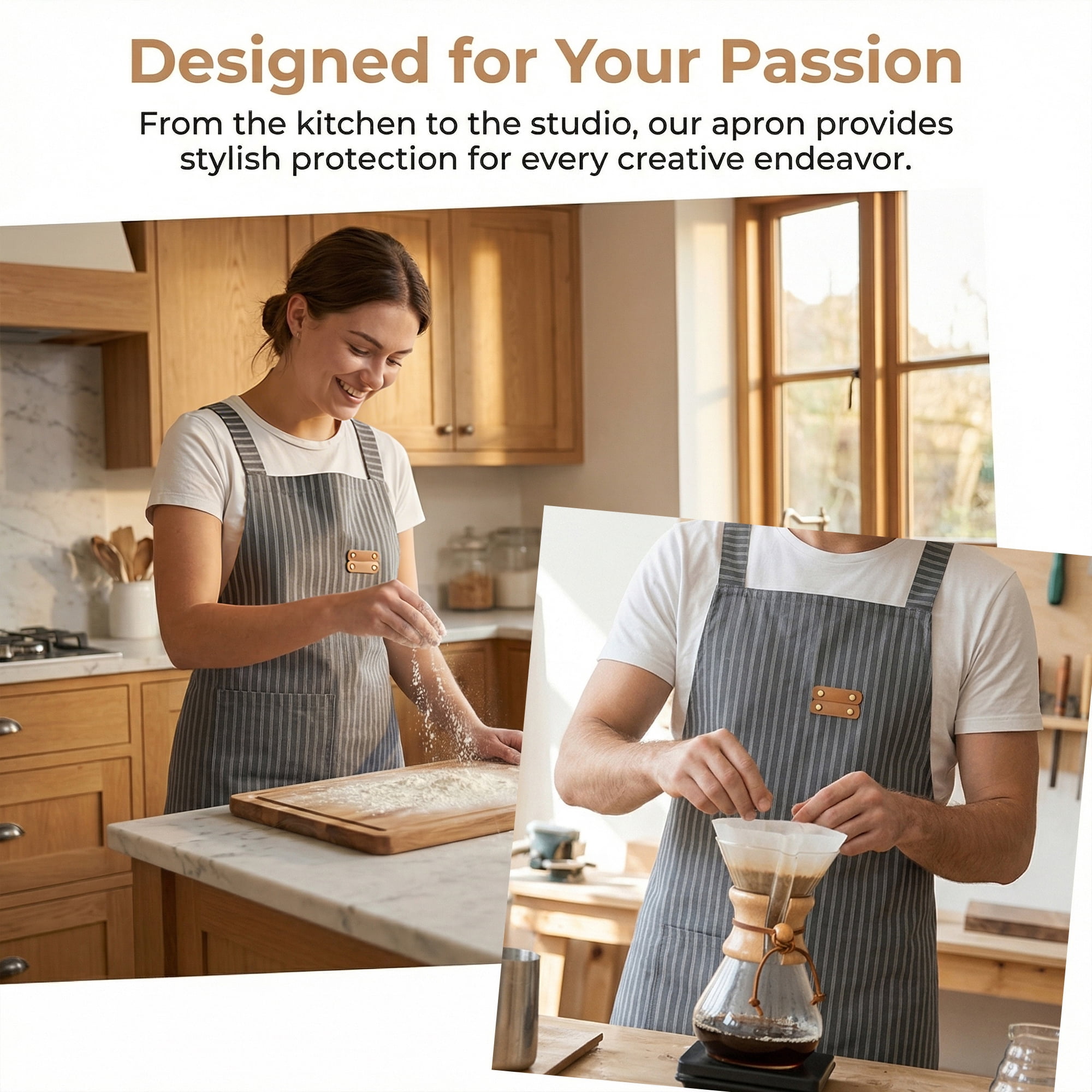 Unique Bargains Durable Polyester Kitchen Apron with Pockets for Cooking 26.4x30.7in Gray