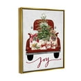 thumbnail image 3 of Stupell Industries Joy Holiday Red Gift Truck Graphic Art Metallic Gold Floating Framed Canvas Print Wall Art, Design by Lettered and Lined, 3 of 6