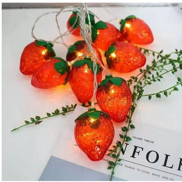 Guirnalda de luces LED con forma de fresa, lámpara decorativa para interiores y exteriores, ideal para dormitorio, fiesta, boda, bonita cadena de luces nocturnas para el hogar.