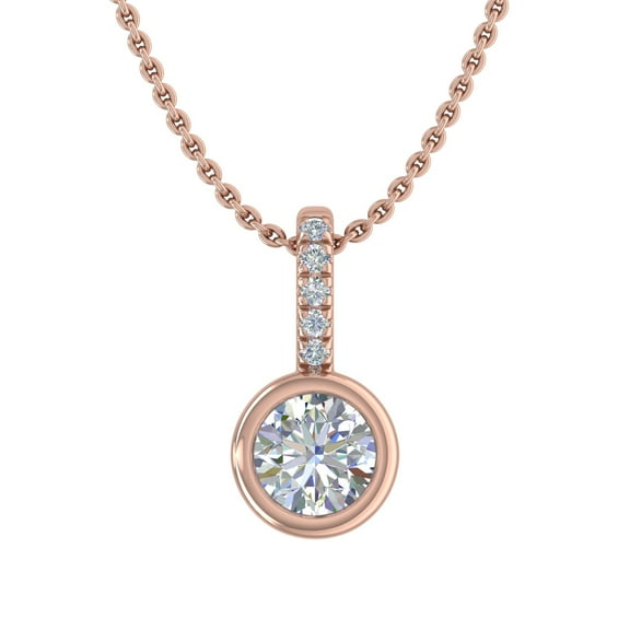 1/4 Carat Diamond Solitaire Pendant Necklace in 14K Rose Gold (Included Silver Chain)
