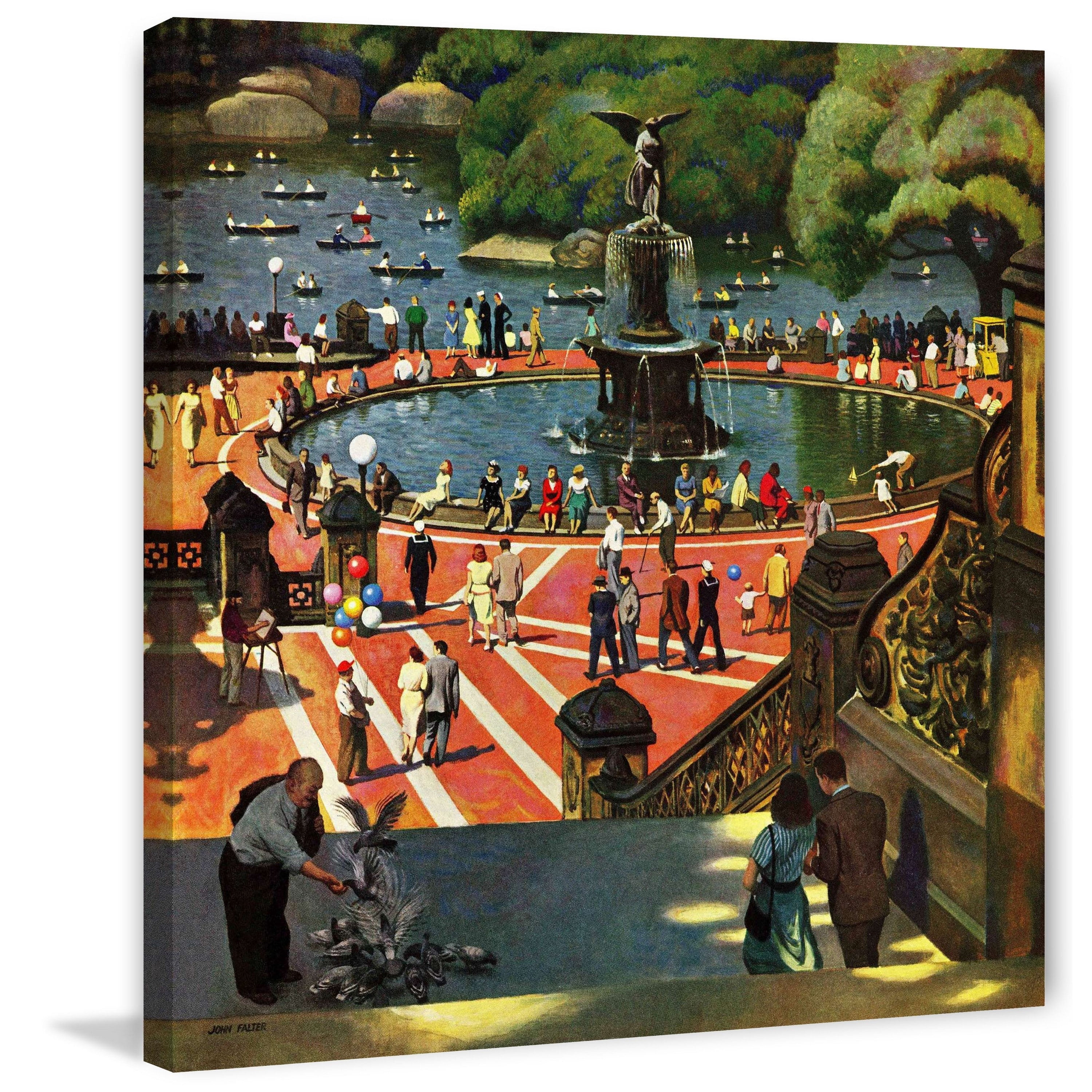 Marmont Hill Inc Marmont Hill - Boating in Central Park by John Falter Painting Print on Canvas