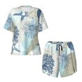 thumbnail image 4 of Picia Algae Corals and Seashells Pajamas Sets for Women Soft Short-Sleeved Pjs with Lounge Shorts Two Piece Sleepwear-X-Large, 4 of 9