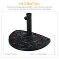 thumbnail image 4 of Outsunny 20 lbs Half Round Patio Umbrella Base 20" Outdoor Decorative Resin Parasol Stand Holder For Φ1.5", Φ1.9" Pole, Black, 4 of 10