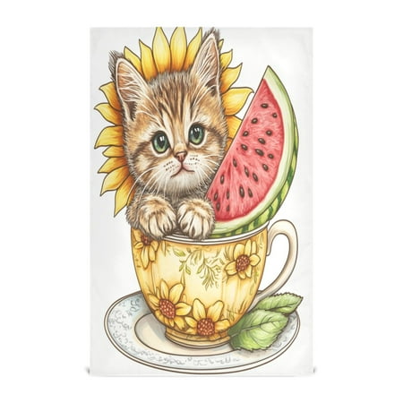 

Kitchen Towel 28x18 Inches x1，Plate Towel Decorative Towel Napkin Tea Towel Tea Towels For Kitchen Dish Cloths & Dish Towels Teacup Orange Cat