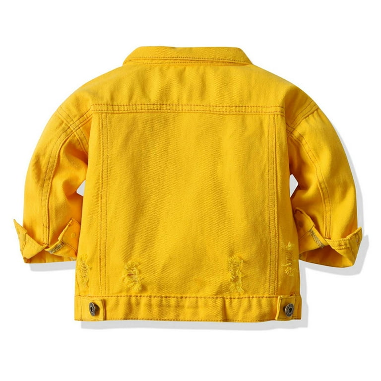 Konbeca Toddler Baby Girls Jean Jacket Coat, Fall Winter Tie Dye Ripped  Denim Jacket, Button Down Coat for Kids Boys,Kids Jean Jacket Coat Yellow