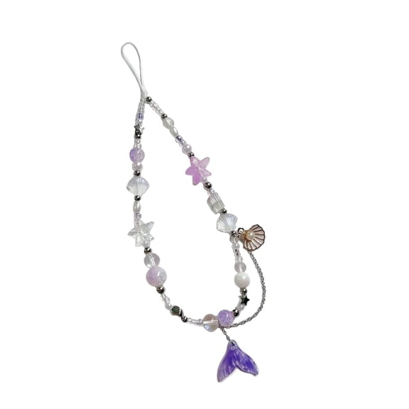 VICKYPOP Cute Mermaid Tail Cell Phone Lanyard Strap Charms - Handmade Mermaid Tail Charms for Women