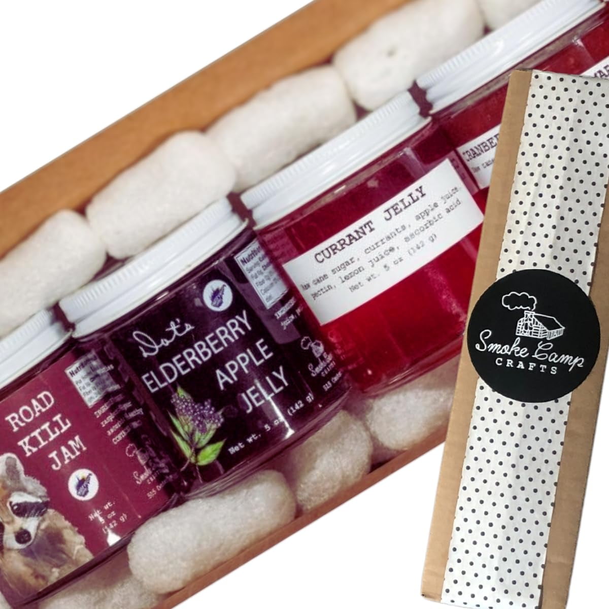 Six Pack Jam and Jelly Assortment by Smoke Camp Crafts - Chef's Choice - Mystery Box of 6 5 oz Jars