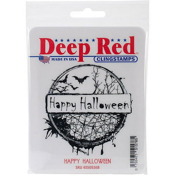 Deep Red Cling Stamp 3"X3"-Happy Halloween