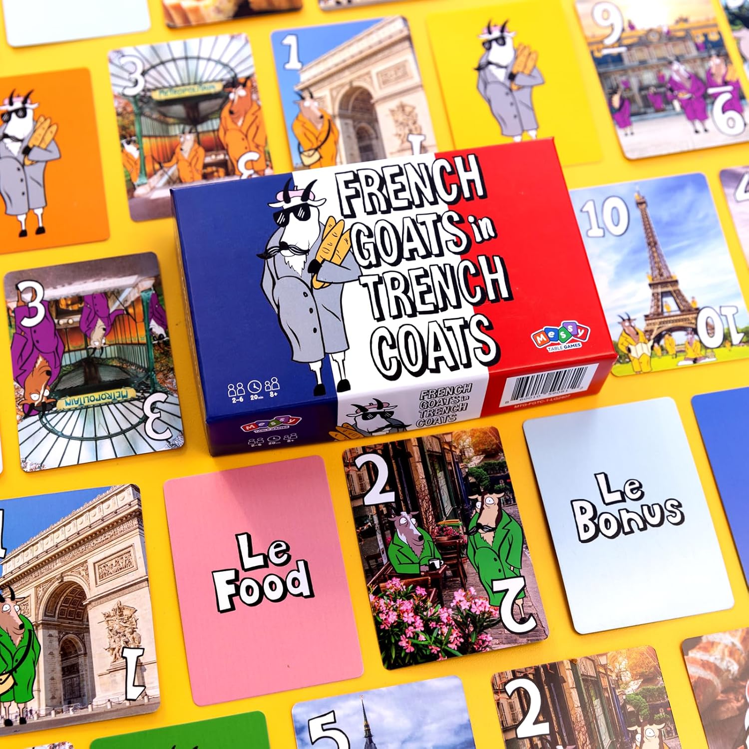 Messy Table Games French Goats in Trench Coats, Exciting New Card Game, Great for Game Night, Perfect for Kids and Adults, Ages 8 and up