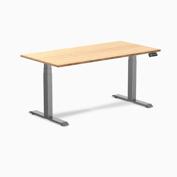 Desky Dual Bamboo Sit Stand Desk - Bamboo / 60 X 30 Inches / Space Gray