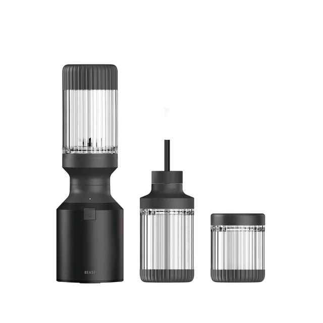 La Bestia Mini Licuadora Plus | Mini licuadora de cocina para encimera | Mezcla batidos y batidos, aderezos, salsas y salsas | Recipientes adicionales, tapa de pajita y pajitas incluidas | 600W (negro