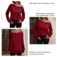 thumbnail image 4 of Jersey de mujer con hombros descubiertos, manga larga, color puro, sudadera, blusa para otoño invierno, rojo vino M, 4 of 5