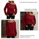 thumbnail image 4 of Jersey de mujer con hombros descubiertos, manga larga, Color puro, sudadera, blusa para otoño invierno, rojo vino L, 4 of 5